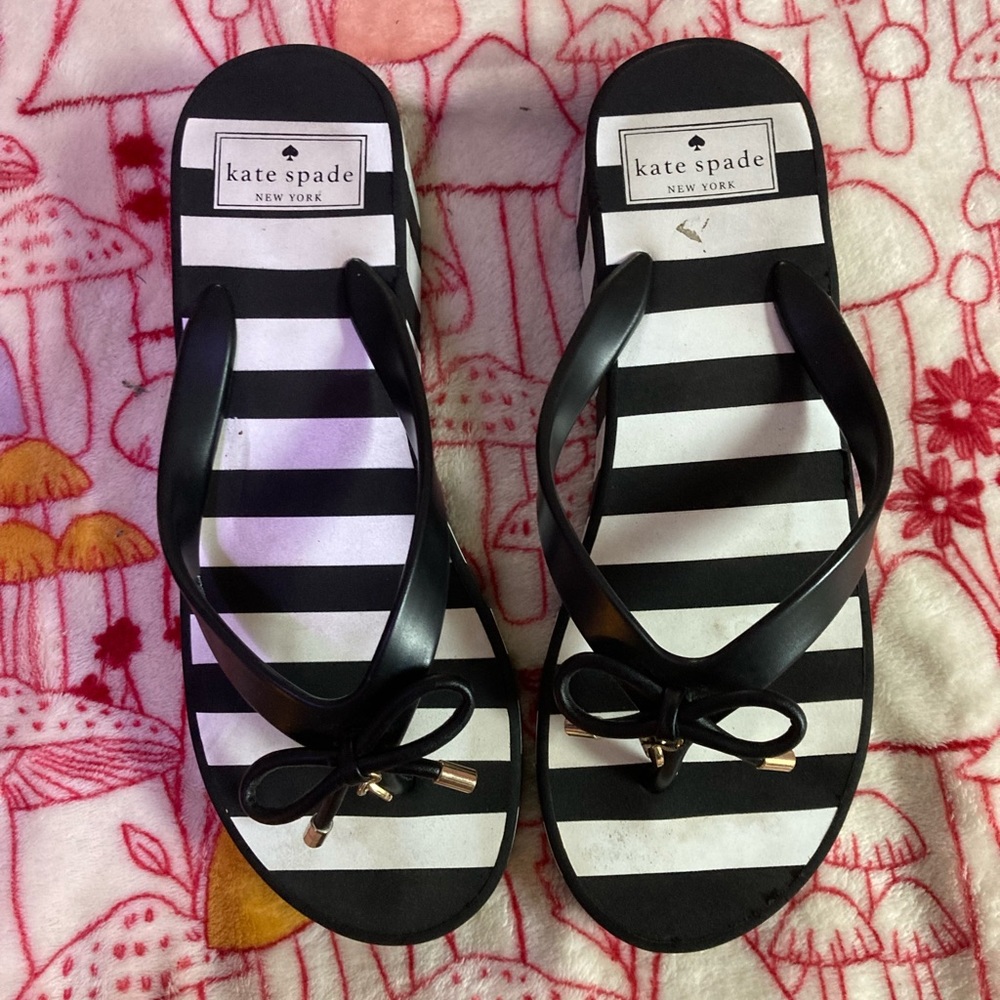 Kate Spade Signature Striped Platform Sandals Sz 7